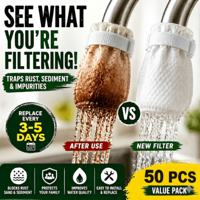 SOKANY 50 Faucet Filter Cotton, High-Density Filter Cotton.Intercept Rust, Sediment And Impurities, Install In 3 Seconds, And Replace In 3-5 Days.Suitable For All Kinds Of Faucets.Necessities For Family/Rental/Dormitory/Commercial Premises