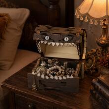 Halloween Wooden Storage Box - Bionic Monster Treasure Chest Craft Sculpture, Multi-Functional Storage Box For Dice, Small Toys, Cards, Keys, Blocks And More | Tabletop Game Decor And Home Ornament, Perfect Gift For D&D Fans, Also Suitable As Halloween Party Decoration - Multicolor - View 7