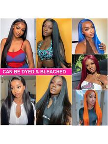 Uveous 26 Inch 13x6 Lace Front Human Hair Wigs 200 Density Pre Plucked Straight HD Lace Wigs Human Hair 5x5 13x4 Straight Lace Frontal Wigs Human Hair Wigs For Women Glueless Wig - Natural Black - 查看 9