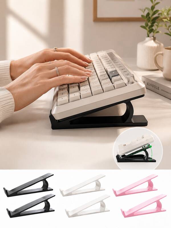 1/2pcs Minimalist Ergonomic Keyboard Stand, Sturdy & Durable Adjustable Tilt Design To Relieve Hand Fatigue, Suitable For Students, Office, Remote Work And Home Use Desktop Storage, Practical Computer Accessory, Great Gift For Back To School And New Year