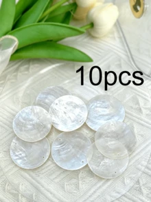 Large Natural Double-Hole Shell Beads, Nautical Style Loose Beads, Suitable For DIY Jewelry Making, Handmade Pendants, Wind Chimes, Wedding Party Decoration And Beach Home Decor Crafts - Multicolor - View 6
