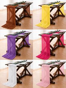 1PC 35 X 120 Inches Table Runner,For Weddings,Wedding Decor,Room Decor,Home Decor,Kitchen Decor,Party Decor,Can Be Used As Chair Back Ties, Festivals,Engagement And Other Occasions,Bohemian Farmhouse Sheer Cheezy Fabric Table Runner, Baby Shower - Orange - View 2