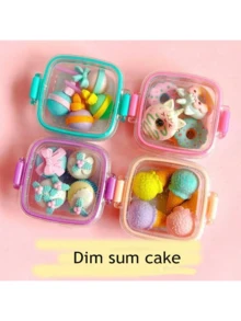 Cute Bento Box, Dessert Makeup Eraser Set, Student Holiday Christmas Gift, Children Classroom Reward Gift, Food Dessert Ice Cream Shaped Cartoon, Gift For Friends - Multicolor - View 8