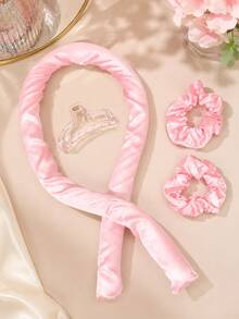 1pc Heatless Curling Ribbon Headband, Heatless Ribbon Curling Rod, Curling Tool With Hair Clips And Hair Ties, Natural Soft Waves, DIY Overnight Heatless Curling Tool, Heatless Curling Rod, Headband, Heatless Ribbon Curling Rod, Curling Tool. Heatless Curling. (Pink), Curling Tool, Heatless Curling, Curling Tool, Hair Care Products And Accessories, Curling Tool, Curling Rod - Multicolor - View 1