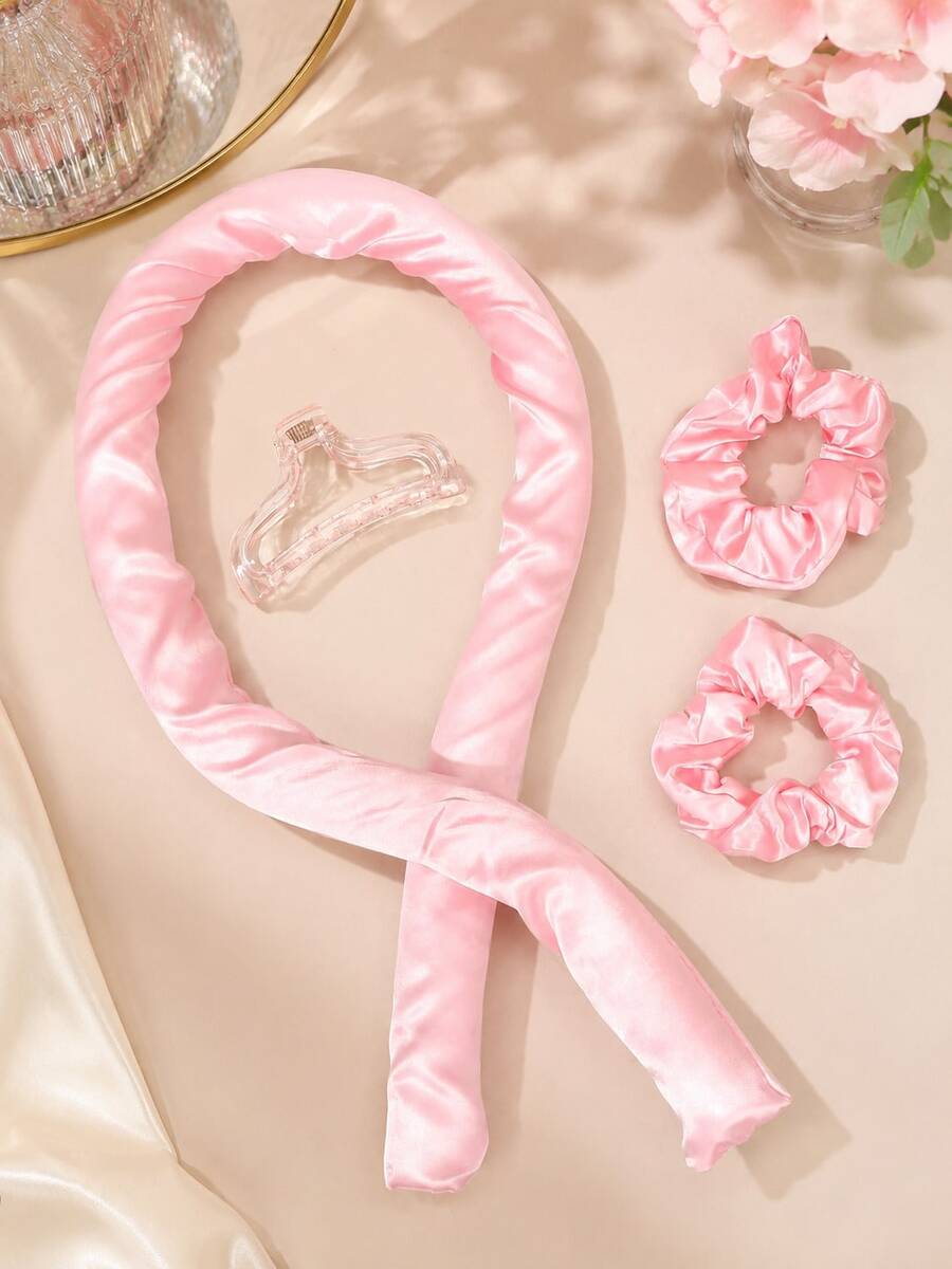 1pc Heatless Curling Ribbon Headband, Heatless Ribbon Curling Rod, Curling Tool With Hair Clips And Hair Ties, Natural Soft Waves, DIY Overnight Heatless Curling Tool, Heatless Curling Rod, Headband, Heatless Ribbon Curling Rod, Curling Tool. Heatless Curling. (Pink), Curling Tool, Heatless Curling, Curling Tool, Hair Care Products And Accessories, Curling Tool, Curling Rod - Multicolor - View 1