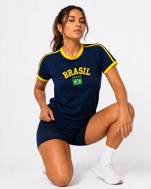 BabyLook Women's Embroidered Brazil Shirt Without State - Navy Blue - View 2