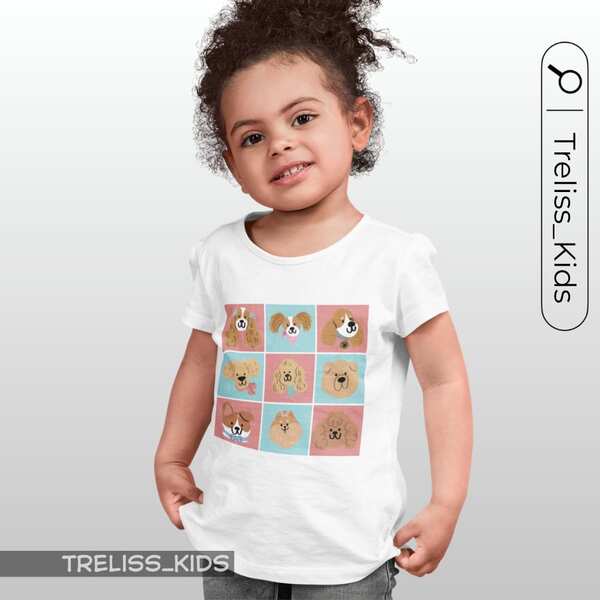 Camiseta Infantil Cachorro Fofo Menina Camisa Algodão Blusa Personagem Filme Animação Desenho Cachorrinhos