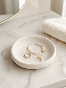 Spotted Jewelry Tray, Minimalist Jewelry Dish, Suitable For Rings, Earrings, Necklaces And Lipsticks, Round Storage Bowl, Suitable For Vanity, Dresser, Bedside Table, Bathroom Countertop, Entryway Table, Modern Cream Color Home Decor Gift - View 6