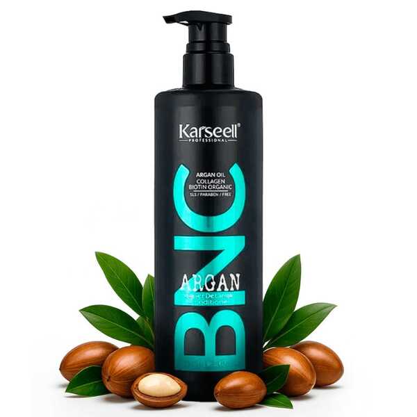 KARSEELL BNC Professionellt närande balsam med arganolja och vitamin E. Återfuktande, utredande, reparerande, mjukgörande, glansgivande och anti-frissande balsam för torrt, skadat och färgat hår. Silikon- och parabenfri. Daglig användning. 500 ml