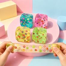 Rainbow Jelly Fruit Squishy, Soft Transparent Cube Kids Stress Relief Toy, Cute Fruit Filling Design, Slow Rebound Sensory Relaxation Small Gift - Multicolor - View 4