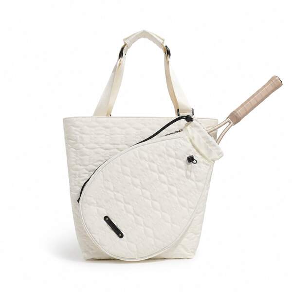 1pc Women's Highly Attractive Tennis Bag, Portable Storage Men's Handbag, Large Capacity Durable Sports Bag, Nylon Material Lightweight Water-Resistant Badminton Bag Pickleball Bag