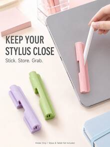 1pc Silicone Capacitive Stylus Pen Holder, Adhesive Backing No-Drill Stylus Pen Fixer, Tablet Touch Pen Anti-Loss Pen Rack, Suitable For Tablet/Phone Case/Laptop/Office Study Accessories, Multiple Colors Available - Multicolor - View 1