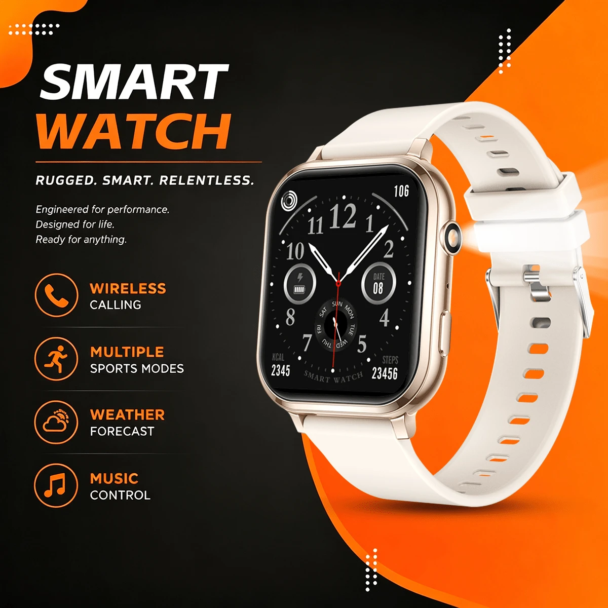 QAGSFLC Jam Tangan Wanita Baru, Smartwatch Olahraga Modis, Panggilan Nirkabel, Pedometer, Stopwatch, Mode Olahraga, Pelacakan Jarak, Pemutaran Musik, Notifikasi Pesan, Alarm, Kamera Jarak Jauh, Pengisian Daya USB, Jam Tangan Pria Multifungsi