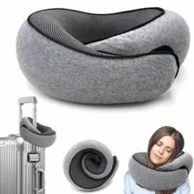 Ergonomic U-Shaped Memory Foam Neck Pillow, Travel Airplane Neck Pillow, Office Nap Essential, Portable Neck Pillow, Trending Style - Multicolor - View 6