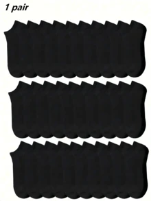 50 Pairs Men's Solid Color Sweat-Absorbent Casual Low-Cut Boat Socks, Optional 1/5/10/15/20/30/50 Pairs - Black - View 10
