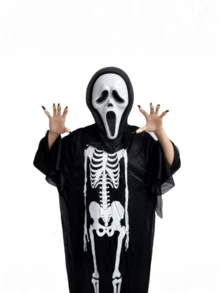 Kostum Halloween Set Festival Hantu Jubah Hantu Kerangka Pakaian Pesta Cosplay - View 2