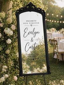 1件客製化鏡面貼紙婚禮裝飾－婚禮標誌裝飾 DIY 婚禮貼紙－鏡面貼紙「Welcome To The Wedding」－客製化鏡面字母貼紙貼花－Just Married－婚禮婚姻裝飾/現代婚禮歡迎標誌/個性化新郎新娘姓名與日期/鏡面貼紙－新娘婚前派對 - 彩色 - 查看 9