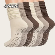 2/4/6/8 Pairs Women's Pilates Slouch Crew Yoga Socks, Non-Slip Grip For Ballet Dance And Hospital Workout - Multicolor - View 29