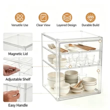 Rak Piring Dua Lapis Multifungsi untuk Wastafel, Pengatur Piring, Mangkuk, Sumpit, dan Peralatan Dapur Rumah Tangga, Rak Pengering Piring Hemat Ruang - View 3