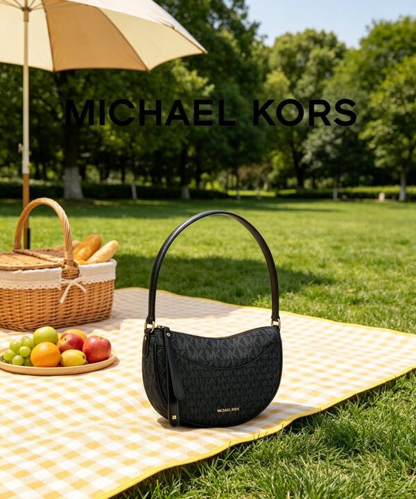 Michael Kors Bolso de hombro MK Classic DOVER para mujer, bolso bandolera retro casual con bolsillo delantero, elegante bolso de axila para fiesta y compras
