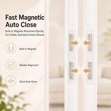 1pc Pure White Magnetic Screen Door, Auto-Closing Polyester Mesh Curtain, Pet-Friendly, No-Drill Installation, Weighted Bottom, Suitable For Bedroom, Patio, Balcony And Kitchen, Multiple Sizes Available - Pure White Polyester Screen Door - View 7