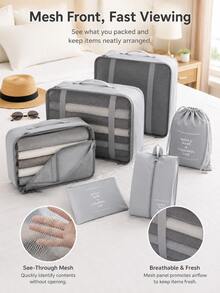 6/7/8/9/10/11pcs Portable Travel Storage Bag Set, Organizing And Storage, College Dorm Essentials, Packing Cubes, For Luggage, Lightweight Durable Fashion - View 4