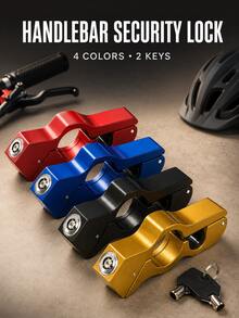 Heavy Duty Alloy Anti-Theft Handlebar Lock Set, Includes 2 Keys, Motorcycle Lock With Combination Lock, Anti-Theft Aluminum Alloy Throttle Lock, Suitable For Motorcycles, ATVs, Scooters And Dirt Bikes, Easy To Install And Remove - Multicolor - View 4