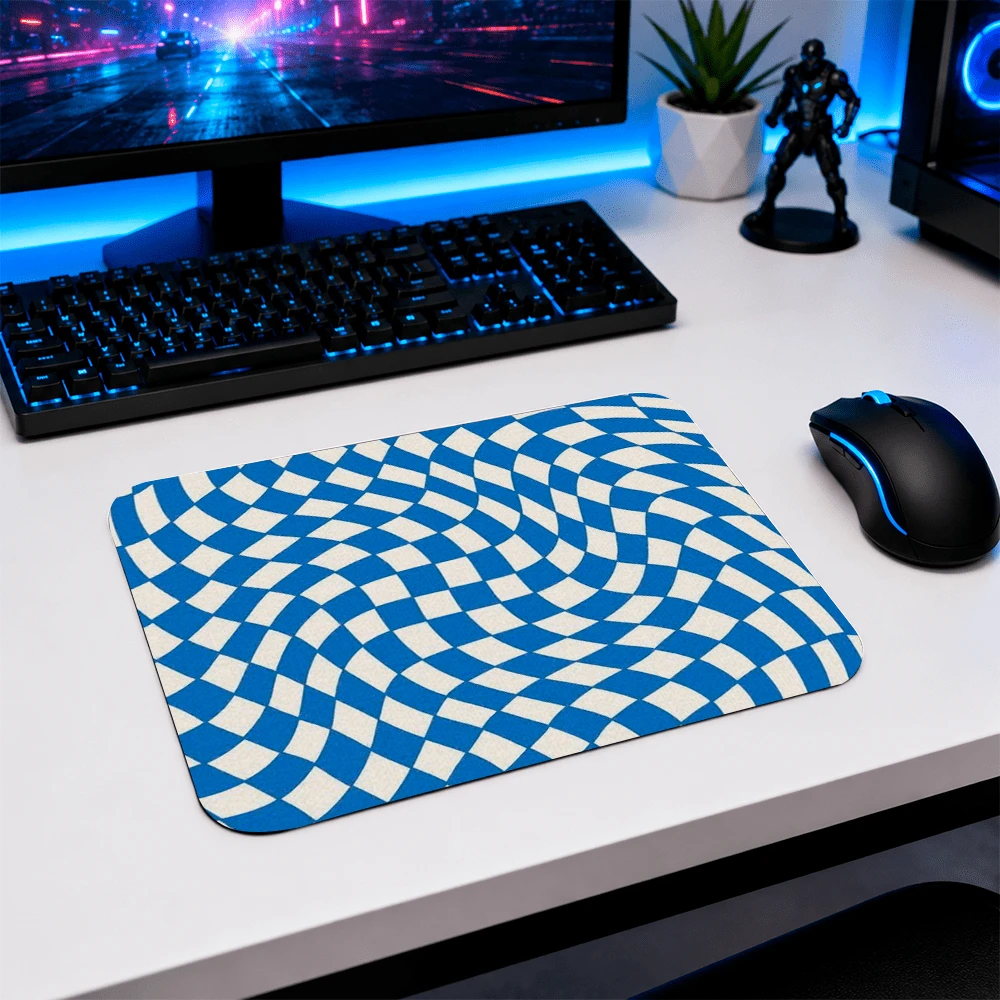 Mouse Pad Gamer XL 25x18 Estampa Azul Quadriculado" Neoprene Antiderrapante para Teclado e Mouse Vaca - Mousepad P - Visão 1