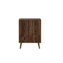 Mid-Century Modern Style Bedside Table With Two Drawers And Solid Wood Legs; Nightstand Or Side Table For Bedroom, 43.5 X 40 X 57.5 Cm, Walnut Finish, 1 Unit. - 核桃色 - 查看 7