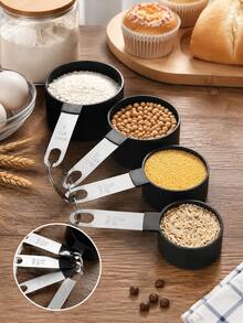 8pcs Stainless Steel Measuring Cups And Spoons Set With Handles, Includes Coffee Spoon, Flour Spoon, Measuring Spoon, Suitable For Dry And Wet Ingredients, Dishwasher For Cooking, Essential Kitchen Tool For Baking - Multicolor - View 4