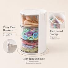 1pc Hair Accessory Storage Box, Optional Colors And Layers, Rotatable Multi-Layer Hair Accessory Box, Transparent Dust-Proof Hair Tie Storage Tray, Girls Hair Clips, Headbands, Rubber Bands, Hair Ropes Storage Rack, Multi-Function Comb Storage Box - Multicolor - View 6