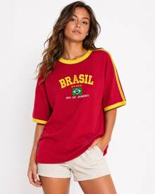 Women's Embroidered Shirt Brazil – Regular Fit - Rojo - Ver 2