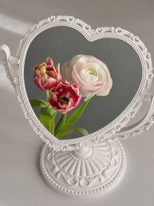 1pc Vintage Double-Sided Makeup Mirror Suitable For Daily Use - White - View 16