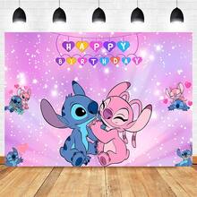 Hasbro Romantic Pink Stitch & Angel DIY Decoration Set, Happy Birthday Banner, Couple Starry Twinkling Fabric Backdrop, Lightweight Photo Background, Suitable For Holiday Celebration & Anime Fan Gathering Decor - Multicolor - View 11