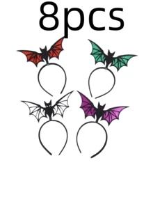 8pcs/Set Holiday Party Bat 3D Headband, Personalized Funny Glitter Wing Headband, Halloween Costume Party Cosplay Photo Prop Headpiece - Multicolor - View 3
