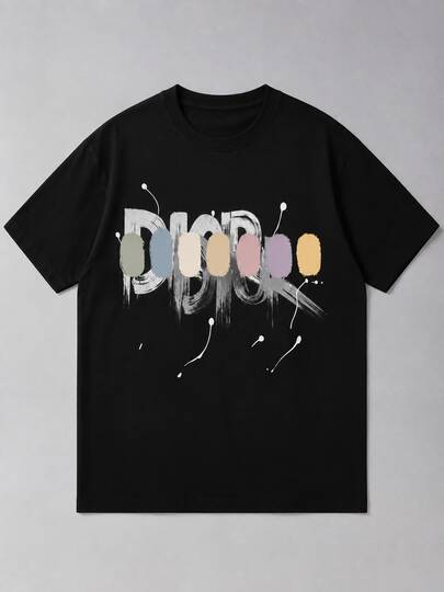 Bacardi Men's Vintage Cotton T-Shirt, Graphic Graffiti DR Print, Casual American Streetwear Top For All Seasons And Everyday Wear.