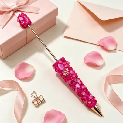 Retractable Metal Ballpoint Pen Featuring A Decorative Crushed-Stone Inlay And A Detachable Topper; A Stylish Choice For Daily Office Use Or Journaling, And A Lovely Gift For Birthdays, Holidays, Or Weddings.