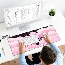 Black Cat Cloud Keyboard Pad, Oversized Mouse Pad, Cute Pink & Purple, Office Desk Protector, XXL Rubber Non-Slip, Home Desk Mat, Suitable For Gaming - View 5