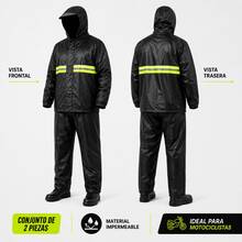 Motorcycle Rain Suit, Waterproof Set With Jacket And Pants, Black, Reflective, Lightweight And Durable. - Men's Raincoat - View 5