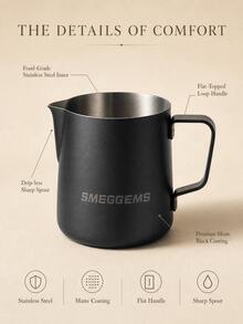 SMEGGEMS 304不鏽鋼斜口牛奶杯，加厚專業拿鐵拉花咖啡配件 - 查看 10