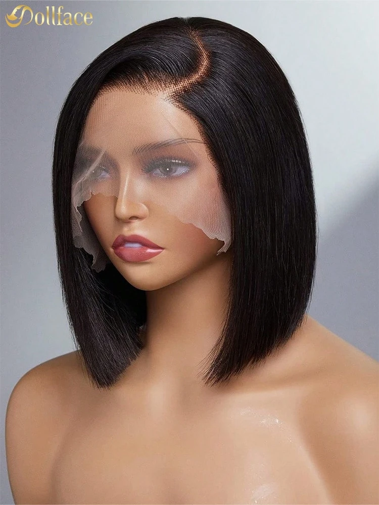Dollface Short Bob Lace Front Wigs Made Of Human Hair, 13x4 Lace Design, With Smooth Styles And 200% Density For Women. HD 13x6 Transparent Lace Front Wig, Pre-Plucked With A Natural Hairline. 4x4 And 5x5 Straight Human Hair Wigs.
