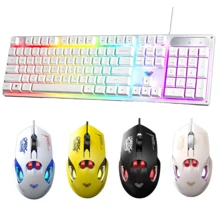 AULA 104-Key Wired Gaming Keyboard RGB Backlit USB External Keyboard Mouse Computer PC Laptop Original Black/White Mechanical Feel Keyboard - View 3
