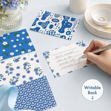 12pcs Blue Flower Postcard Set, Artistic Botanical Greeting Cards With Elegant Floral Patterns And Refreshing Blue Garden Designs, Decorative Cards For Thank You Messages, Birthdays, Weddings, Anniversaries, Invitations, Gift Packaging, Journaling An - Multicolor - View 6