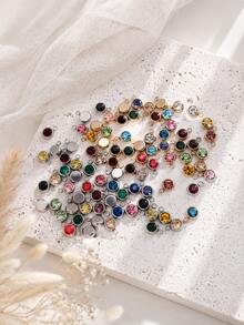 6/12/20/30 Gold/Silver Stainless Steel Charm Artificial Crystal Beads Pendant, Multiple Colors Random Mixed Birthstone Crystal Amulet Bracelet Jewelry Making DIY Handmade Necklace, Bracelet, Earring Accessories, Suitable For Valentine's Day And Birthday Gifts. - Multicolor - View 1