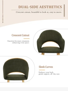 Goeurvant Modern Crescent-Back Upholstered Dining Chairs With Armrests And Solid Wood Legs For Dining Room, Living Room, Study - Set Of 2 / Set Of 4 / Set Of 6-Olive Green Textured Fabric - 橄欖綠 - 查看 3