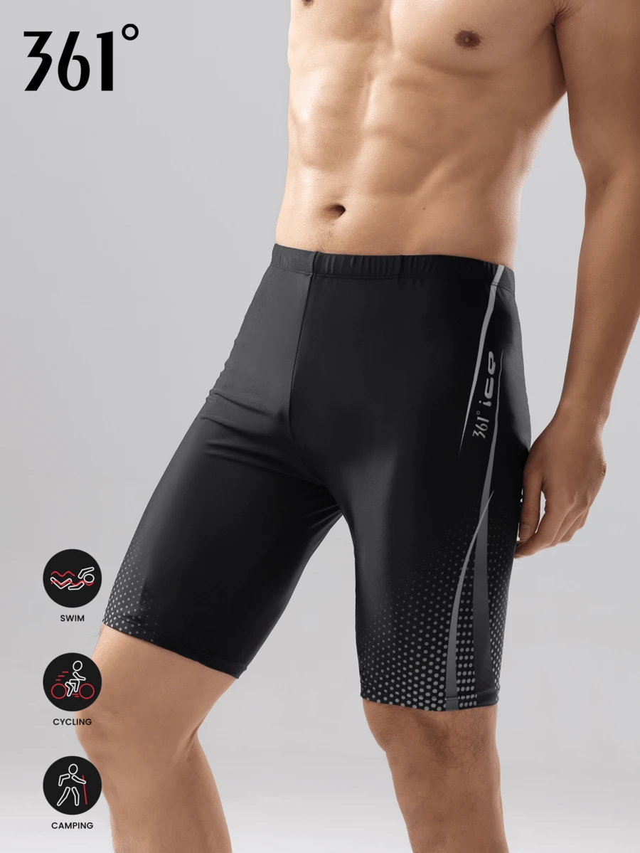 361degree Men's Professional Competitive 5" Swim Trunks With Drawstring Waist, Side Line Tech Print, Breathable Quick-Dry High-Stretch Fabric, For Vacation, Beach, Surfing, Rafting, Beach Volleyball, Fitness, Teens, Adults, All Seasons, Back To School