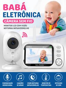 Baba Eletrônica Com Monitor Visão Noturna, Câmera c/ Audio Sensor de Temperatura VB603 3,2 polegadas - Visão 2