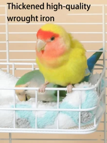 1pc Wrought Iron Bird Nest Hanging Wire Basket Bed With Warm Fleece Pad, Suitable For Parrots, Cockatiels, Lovebirds, Budgies, Conures, Canaries, Hanging Cage Accessory, Metal Nesting Box, Sleep Breeding Perch Toy, Comfortable Bird House - A - View 8