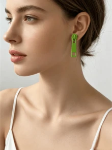 1 Pair Fashion Creative Zipper Lock Design Earrings, Minimalist Versatile Multi-Color Earrings - Multicolor - View 18