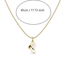 1 Piece Stainless Steel Ghost Reaper Necklace, Cute Gothic Halloween Pendant With 45cm Chain For Women Girls Party - Scythe Demon - View 4